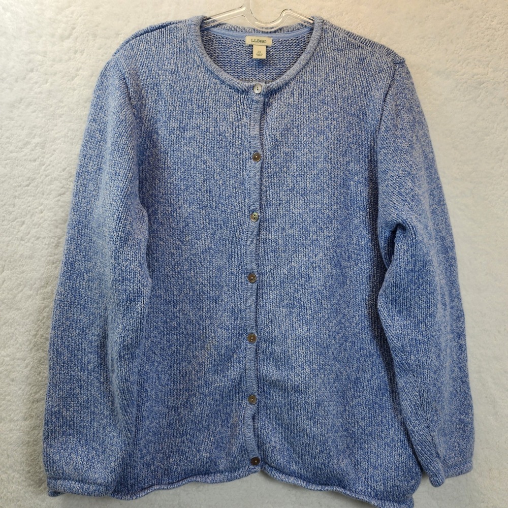 L.L. Bean Blue Marled Knit Cardigan